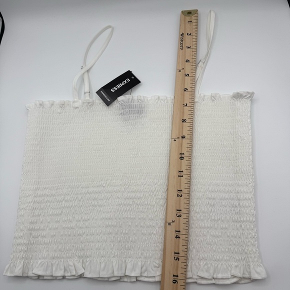 Express While Smocked Cropped Cami Sleeveless Spaghetti Straps Women’s Small NWT - Picture 5 of 10